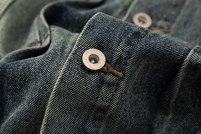 Washed And Worn Denim Jacket Men