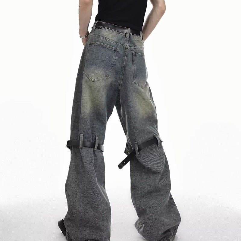 Fashion Personality Retro Worn Jeans Men