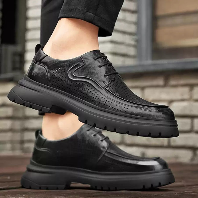 Men's Leather Shoes Summer Breathable Soft Bottom Business Casual