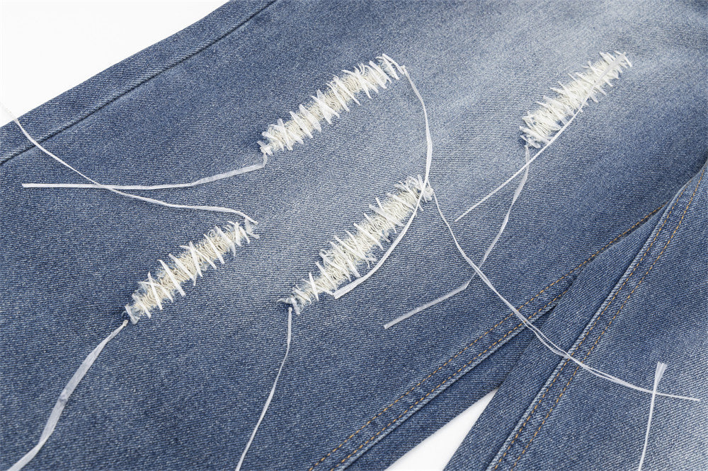 Fashion Embroidered Patch Loose Jeans Men