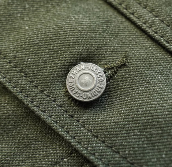 Vulcanized Green Puree Denim Retro Workwear Pure Cotton Coat Men