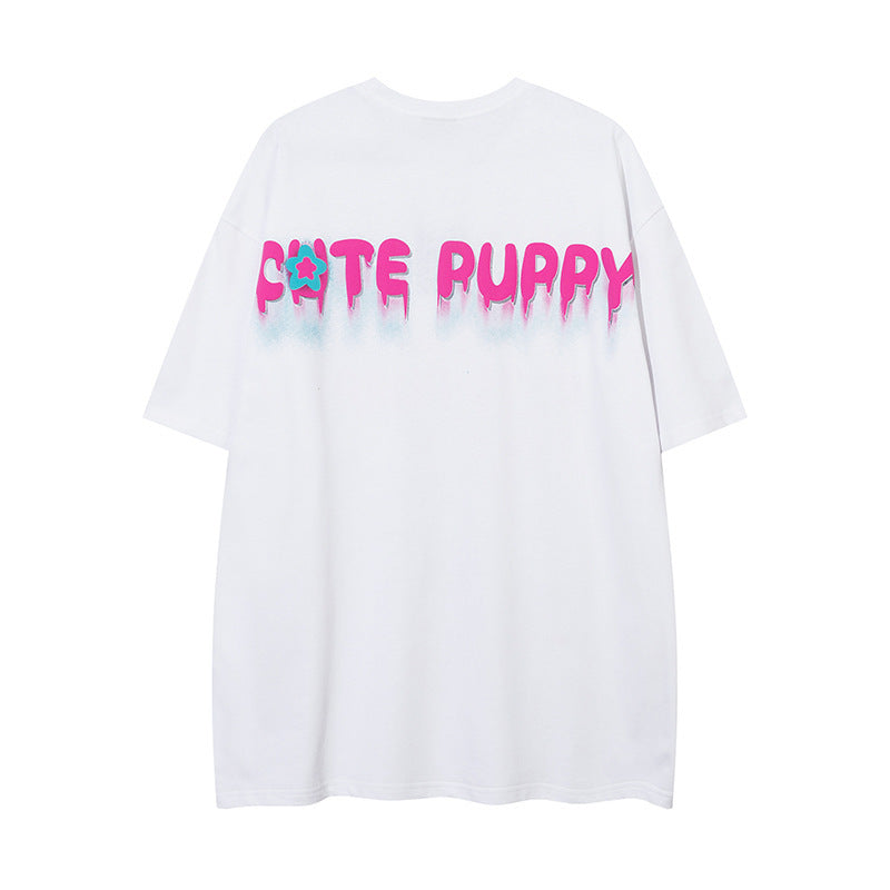 Graffiti Cartoon Printed Loose T-shirt Men