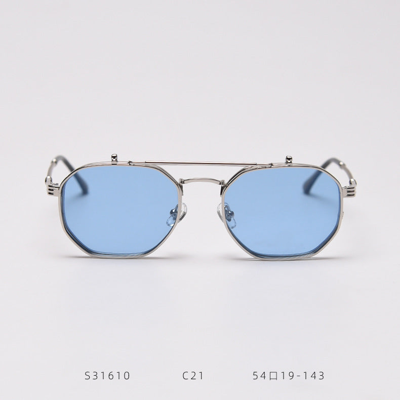 Metal Retro Flip Polarized Sunglasses