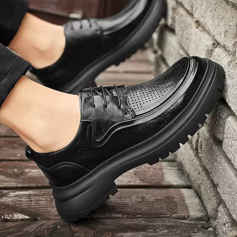 Men's Leather Shoes Summer Breathable Soft Bottom Business Casual