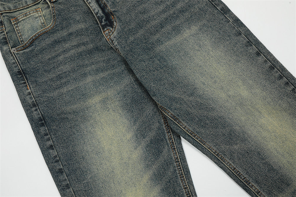 Contrast Color Washed Jeans For Men