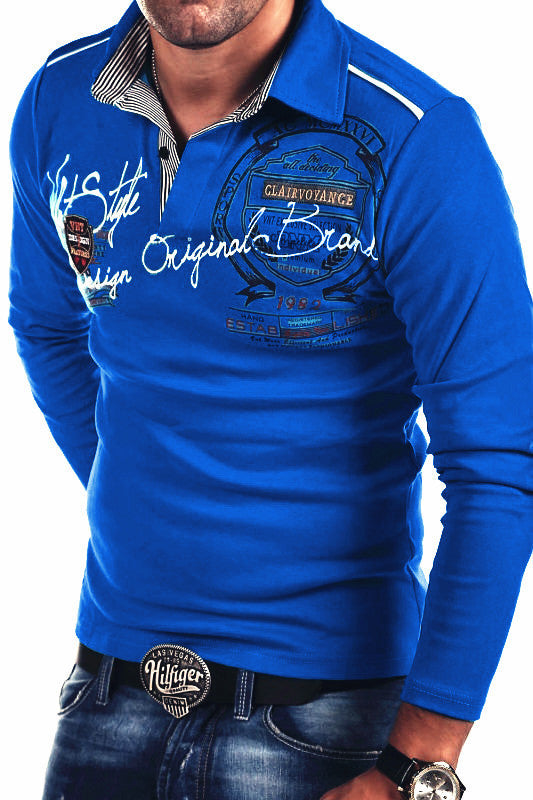 Lapel Printed Long Sleeved T Shirt Autumn And Winter