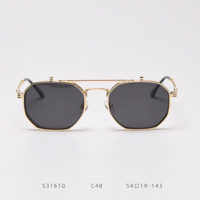 Metal Retro Flip Polarized Sunglasses