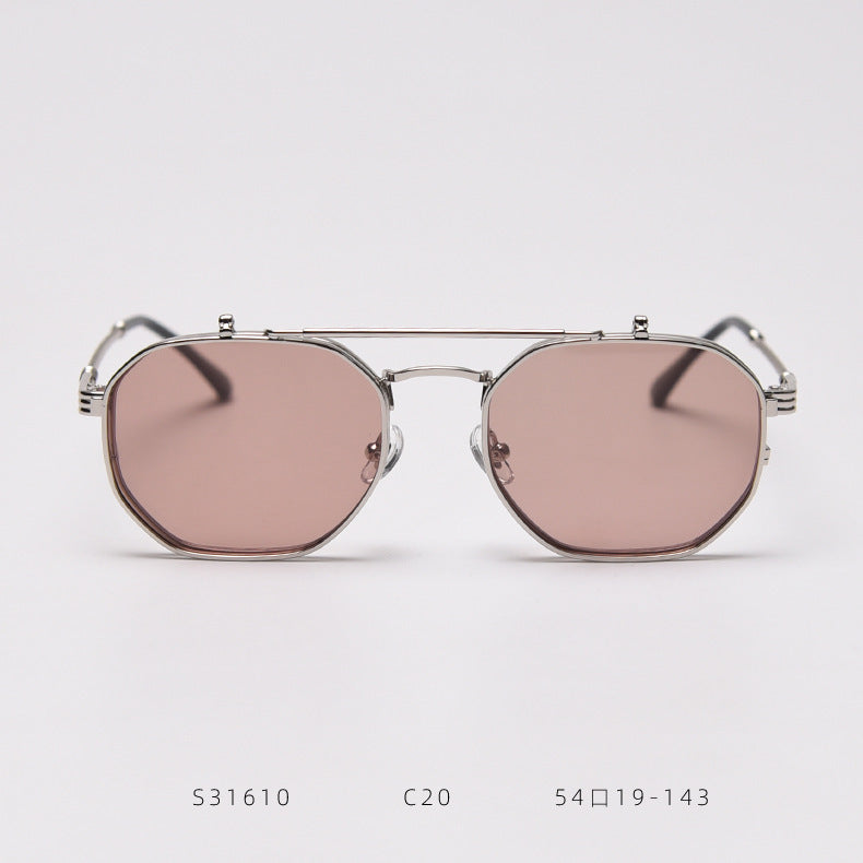 Metal Retro Flip Polarized Sunglasses