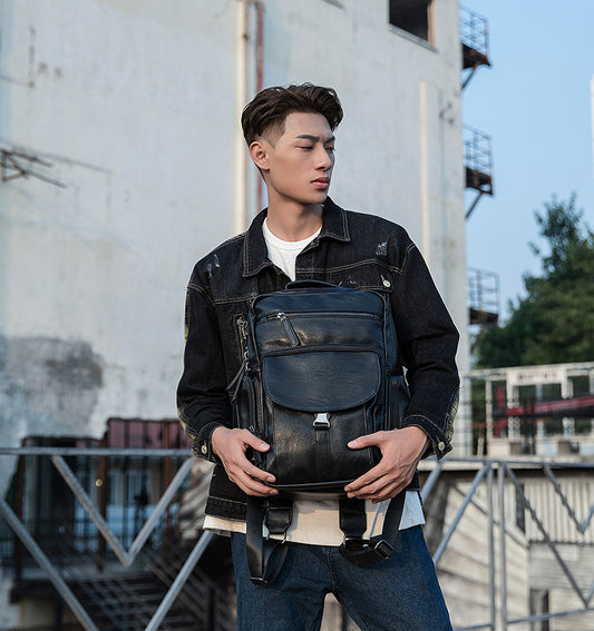 Casual Cowhide Large Capacity Backpack Men's Dermal Leather Men's Backpack Schoolbag Fashion