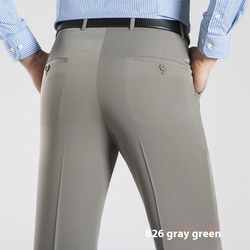 Men's Suit Pants High Waist Loose Business Formal Wear