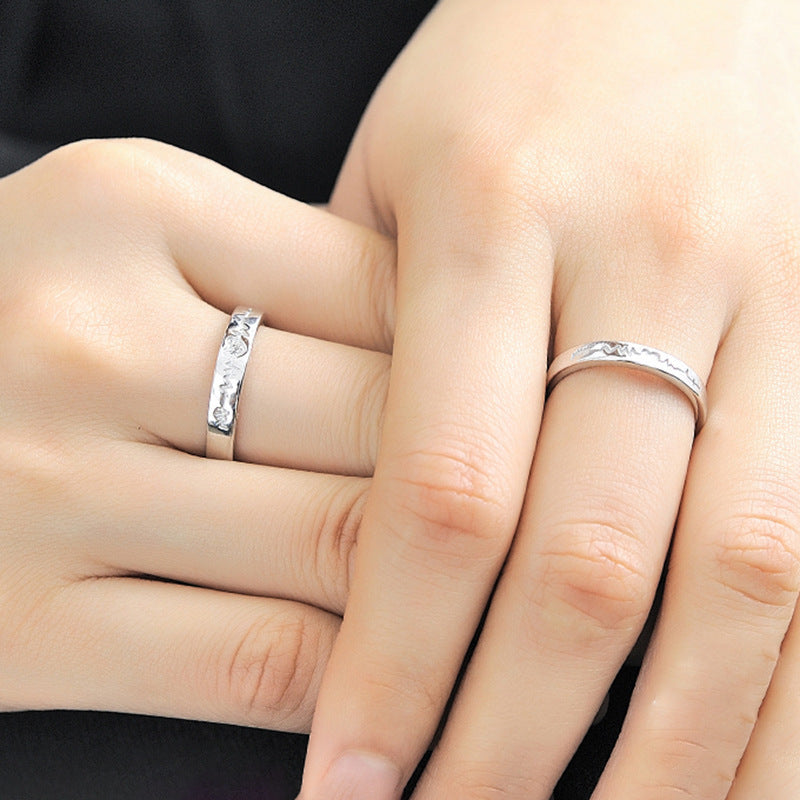 Heartbeat Couple Ring Sterling Silver Jewelry For Men And Women