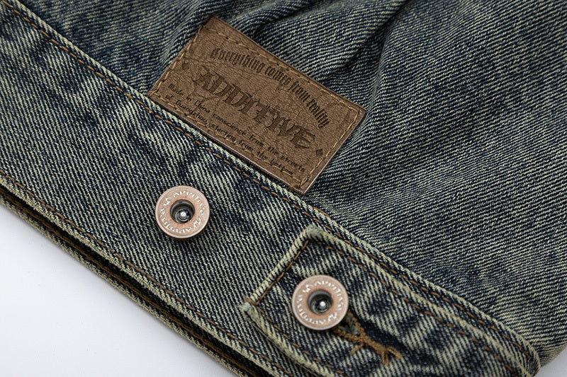 Washed And Worn Denim Jacket Men