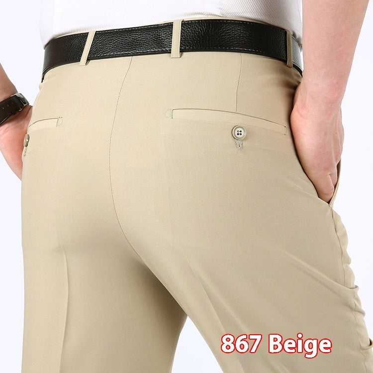 Men's Suit Pants High Waist Loose Business Formal Wear