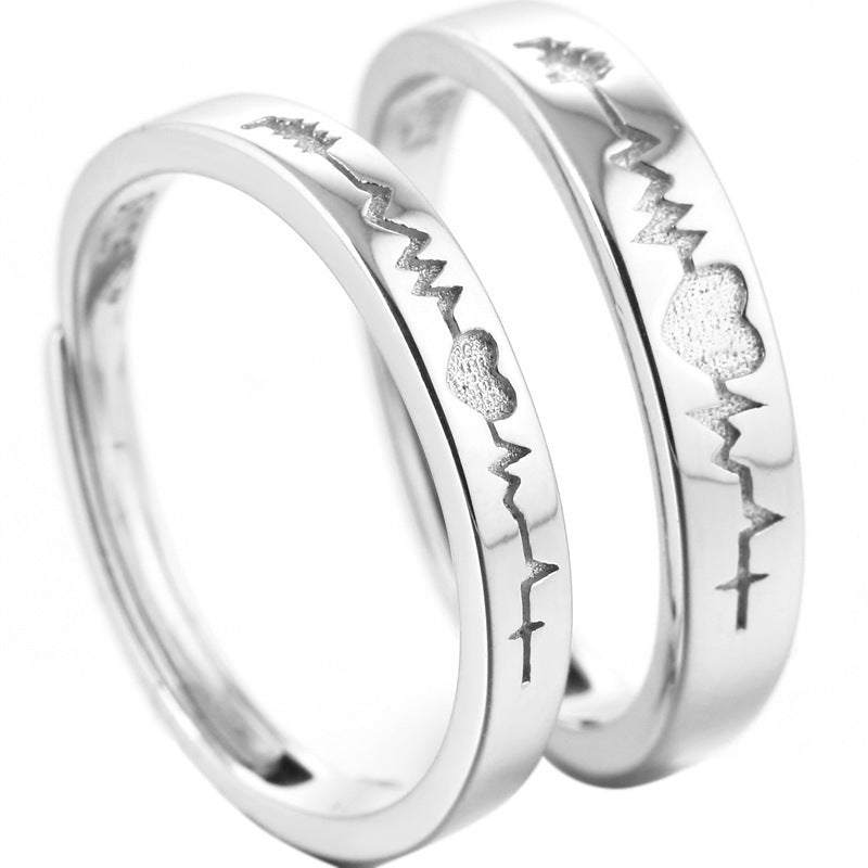 Heartbeat Couple Ring Sterling Silver Jewelry For Men And Women