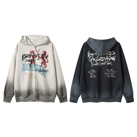 Waste Soil Wind Dirty Dyed Washed Cardigan Zipper Sweater