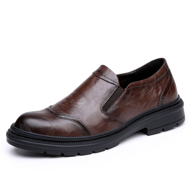 New Spring Leather Shoes Men's Breathable Leather All-matching