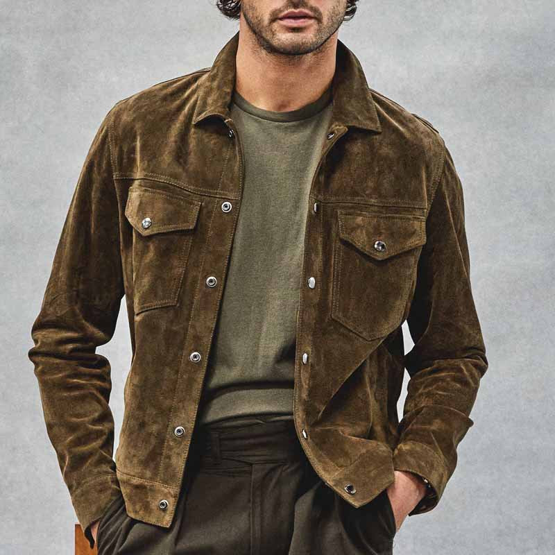 Men's Fashionable Suede American Retro Coat