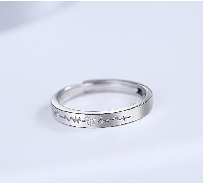 Heartbeat Couple Ring Sterling Silver Jewelry For Men And Women