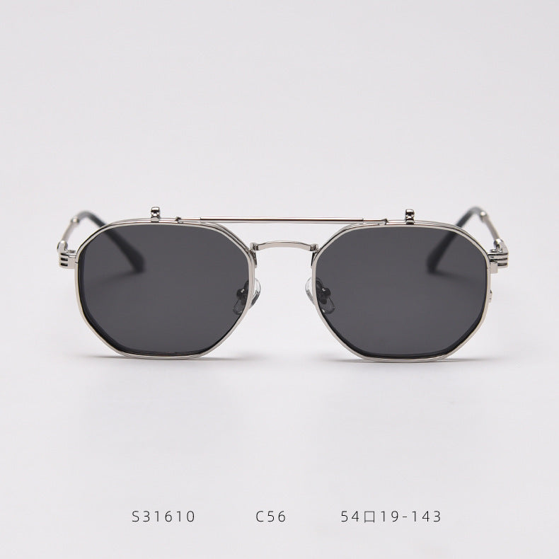 Metal Retro Flip Polarized Sunglasses