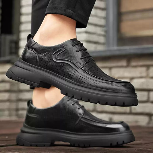 Men's Leather Shoes Summer Breathable Soft Bottom Business Casual