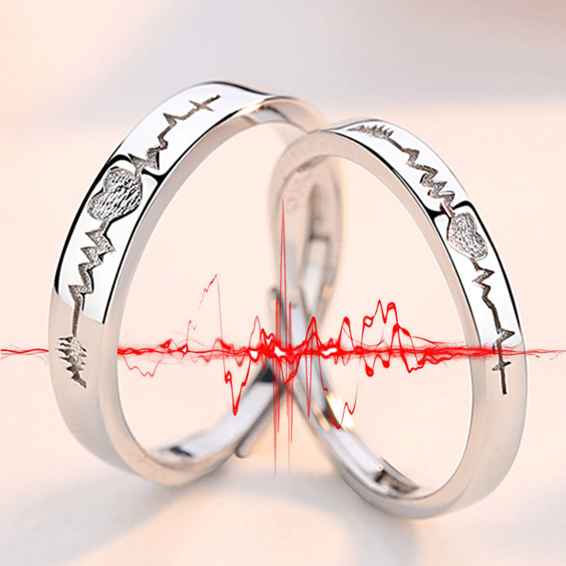 Heartbeat Couple Ring Sterling Silver Jewelry For Men And Women