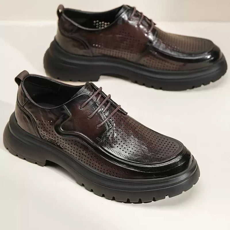 Men's Leather Shoes Summer Breathable Soft Bottom Business Casual